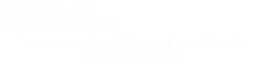 RESPETAR EL MEDIO NATURAL Respetaremos el equilibrio entre la naturaleza y la arquitectura existente. 